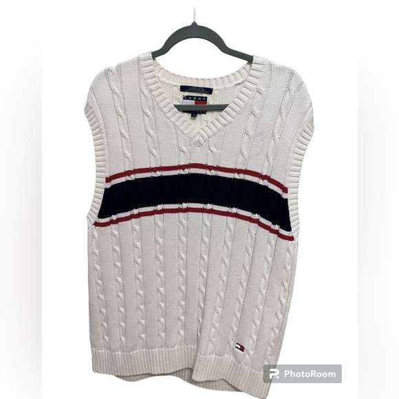 TOMMY HILFIGER vintage vest, white+blue+red - Picture 1 of 2